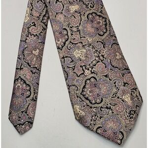 Robert Talbott Best of Class Silk Tie Lavender Gold Paisley Handmade USA 3.75"